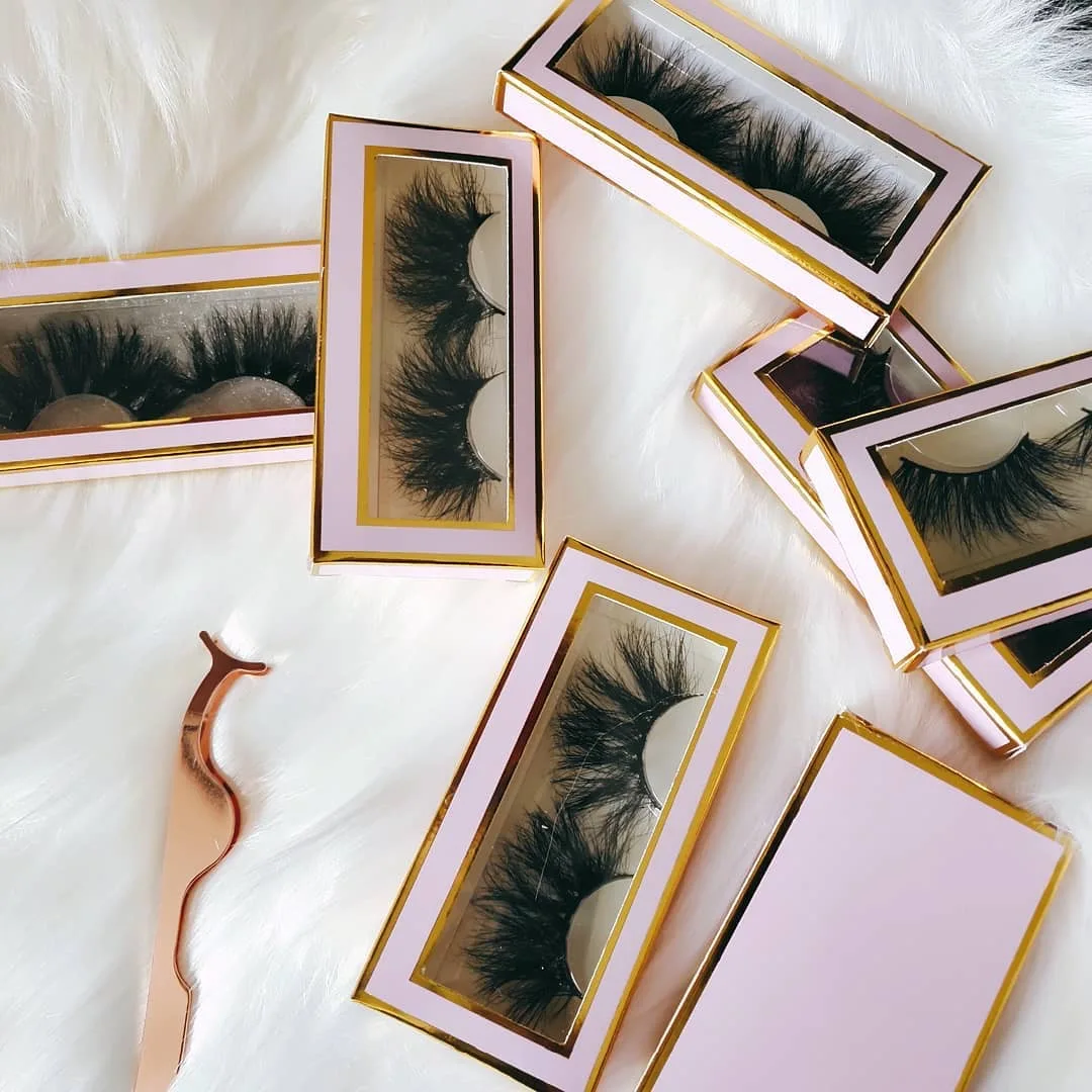 

New design factory price wholesale real mink eyelash custom logo rectangle lash packing boxes, Natural black