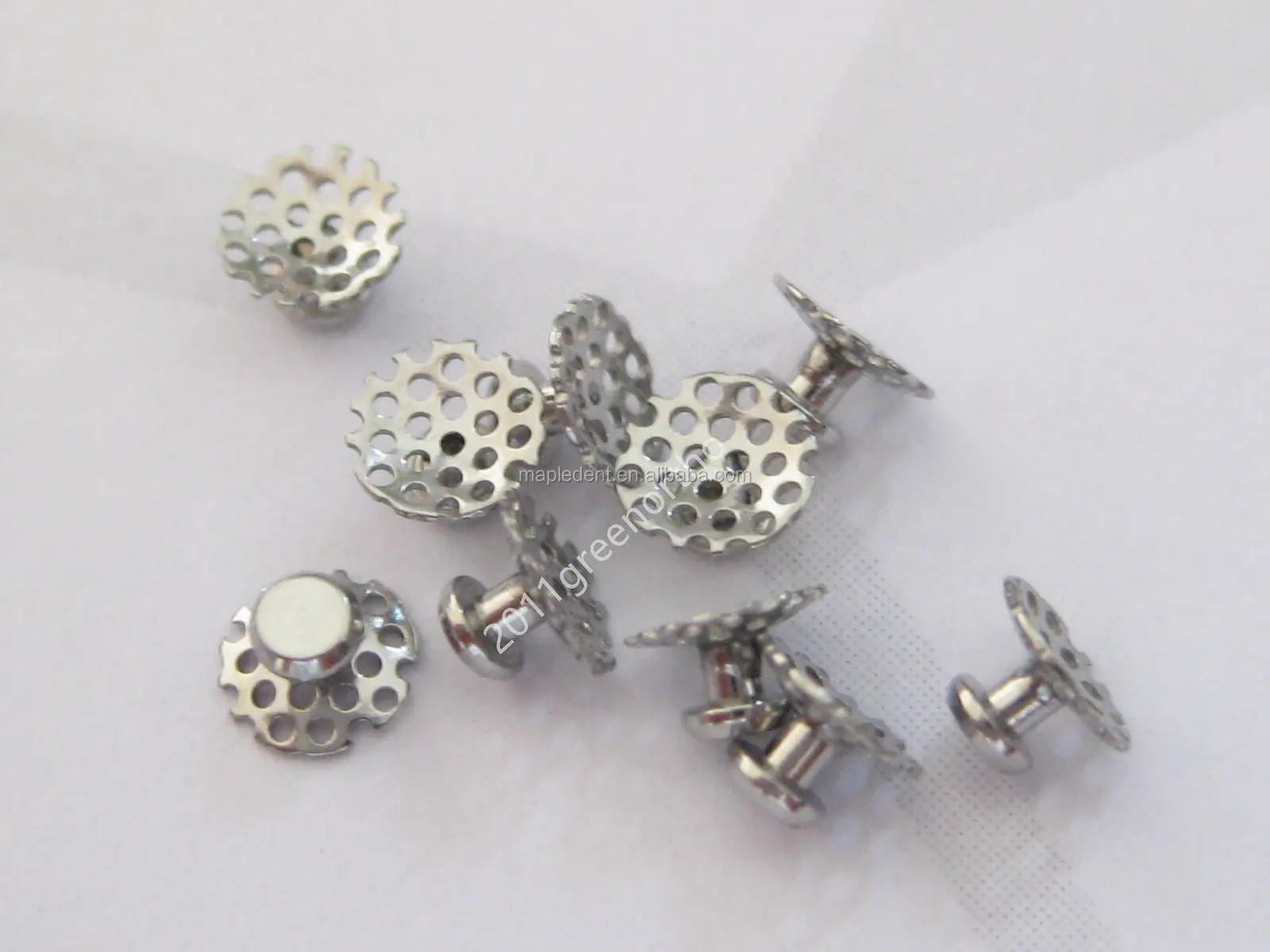 Orthodontic Bondable Lingual Buttons Perforated Mesh Base With Holes