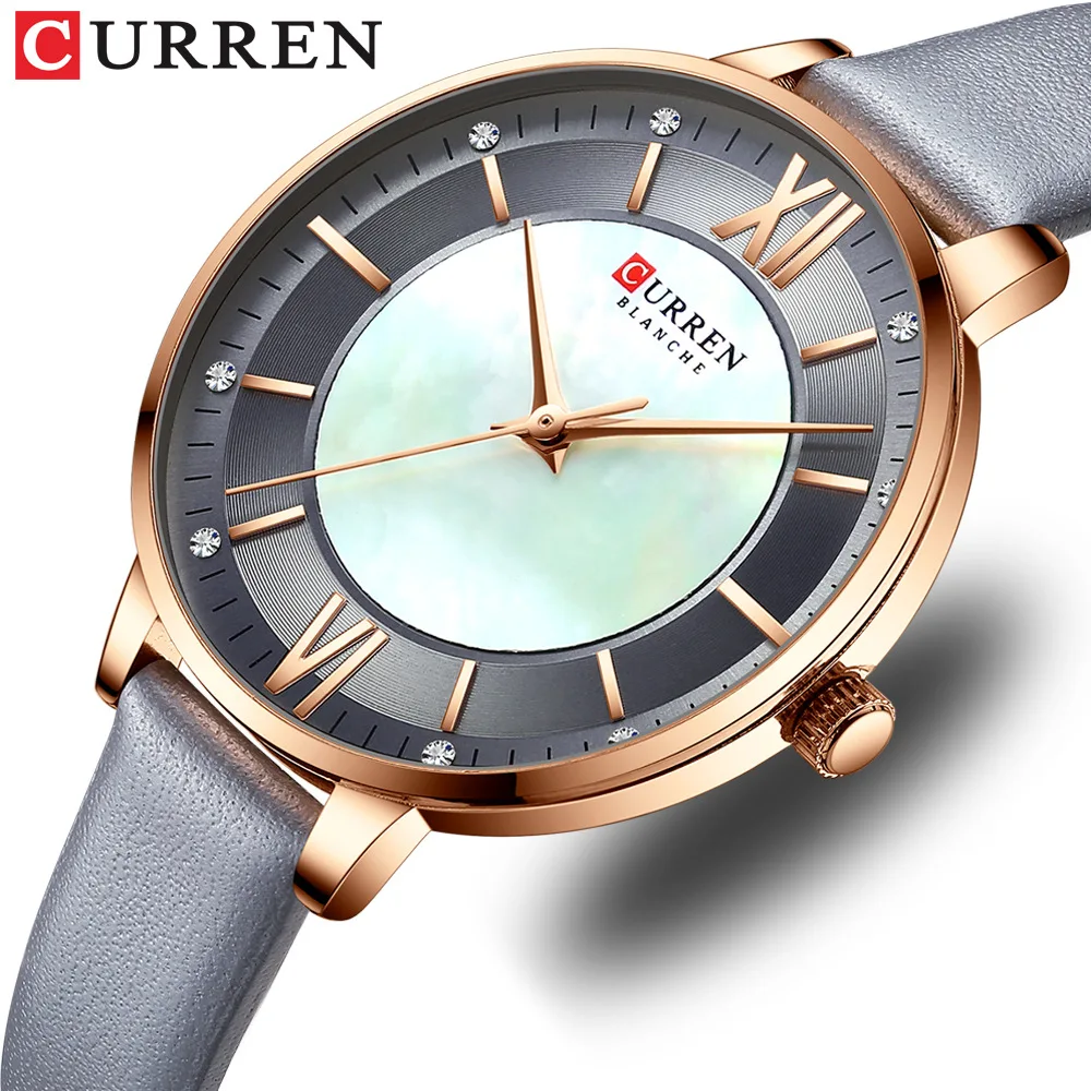 

CURREN 9080 New Ladies Watches Green Quartz Wrist Women Luxury Branded Clock Elegant Fashion Casual Leather Wristwatches, 6-colors