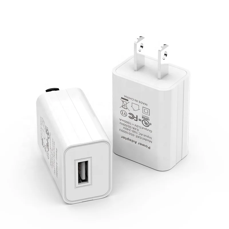 

Wholesale UL FCC Listed USA US AC plug 5V 1A USB Wall Charger Adapter, Black or white