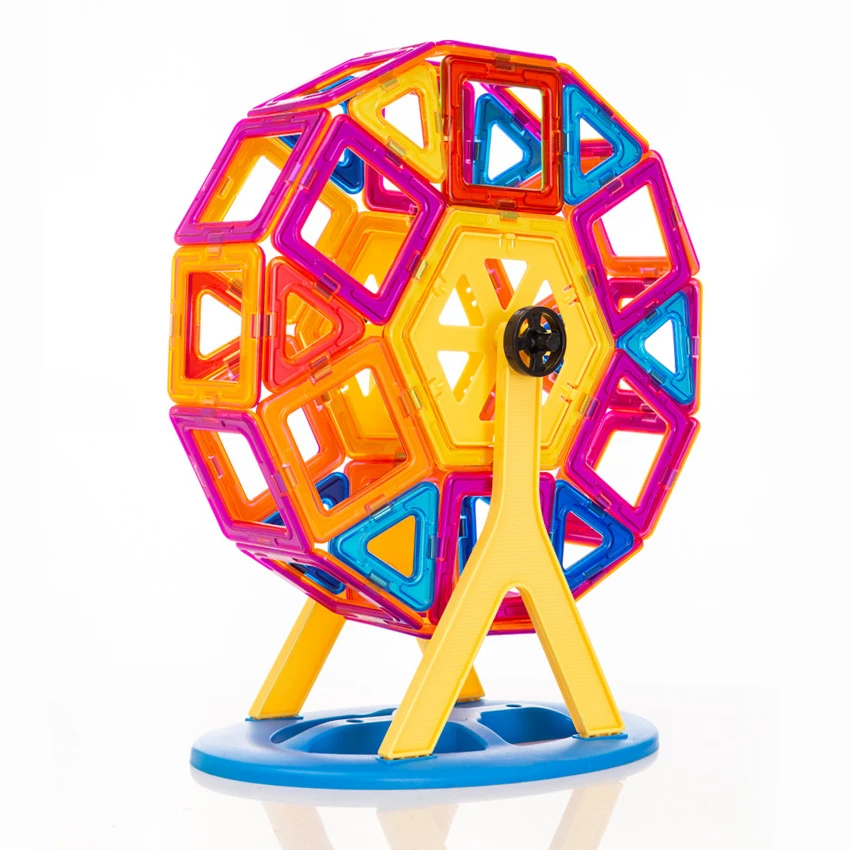 

EE561 100Pcs 3D STEM Preschool Magnet Sculpture Building Blocks Toys Construction Set Educational Magnetic Tiles Toys for Kids