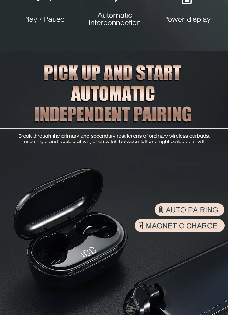 2021 New Model TWS Reroka Revolution Portable LED Touch Control Earbuds Blue 5.1 Ear Buds with Led - ANKUX.COM