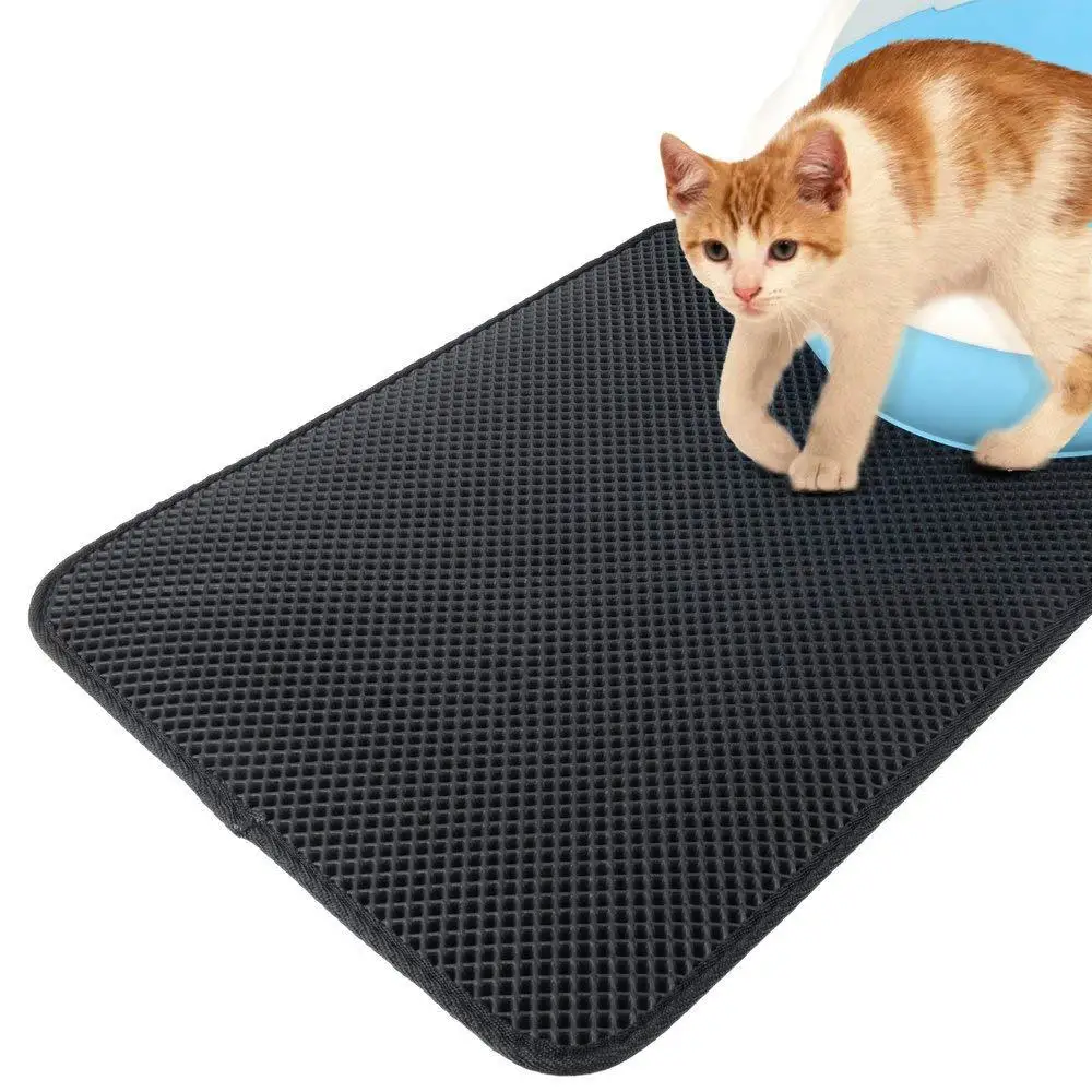 

EVA Double-Layer Non-Slip Cat Litter Mat Easy Clean Cat Litter Box Mat, Black