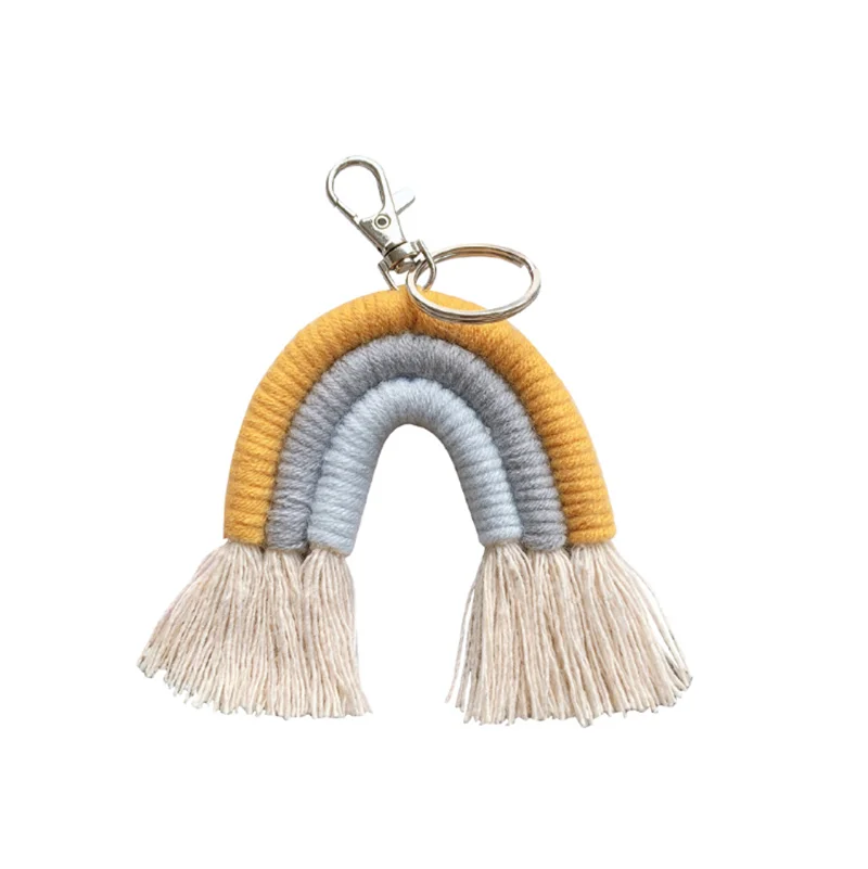 

2020 Children's room decor pendant hand-woven cloud rainbow ornament keyring keychain