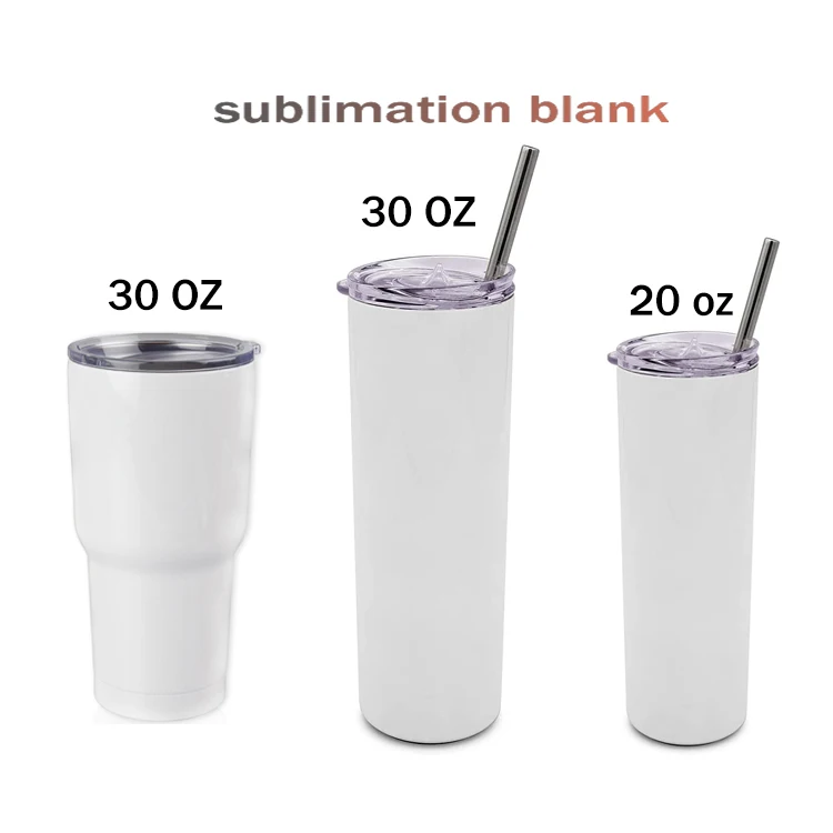 

usa fatty yeticooler heat press cups white 20 30 oz stright skinny blanks sublimation tumbler with straw