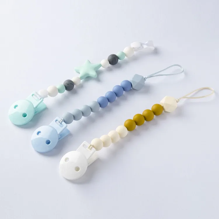 

Customizable Baby Soother Chains Soft Silicone Teething Relief Beads Pacifier Holder for Girl Boy Newborn