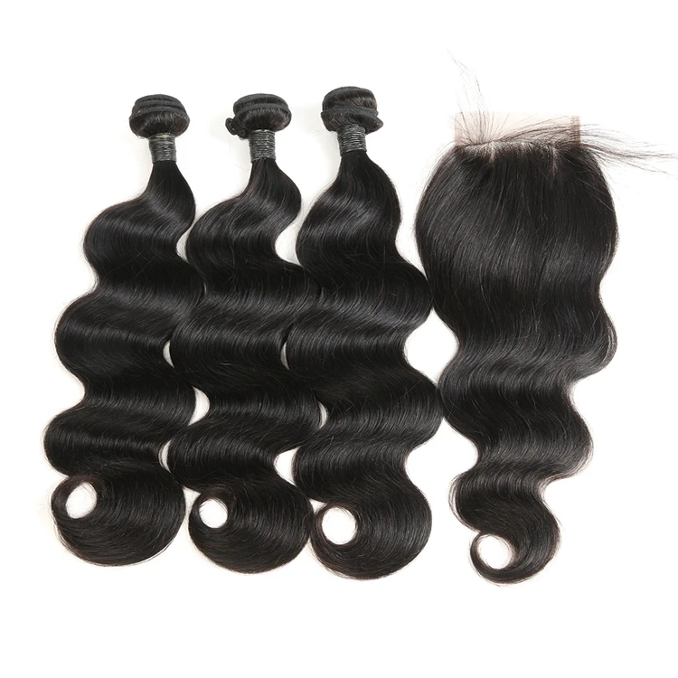 

Wholesale Virgin Brazilian Hair Weave Bundle Deals Body Wave Bundles with closure Set, Human Remy Weft Hair Extensions Vendors