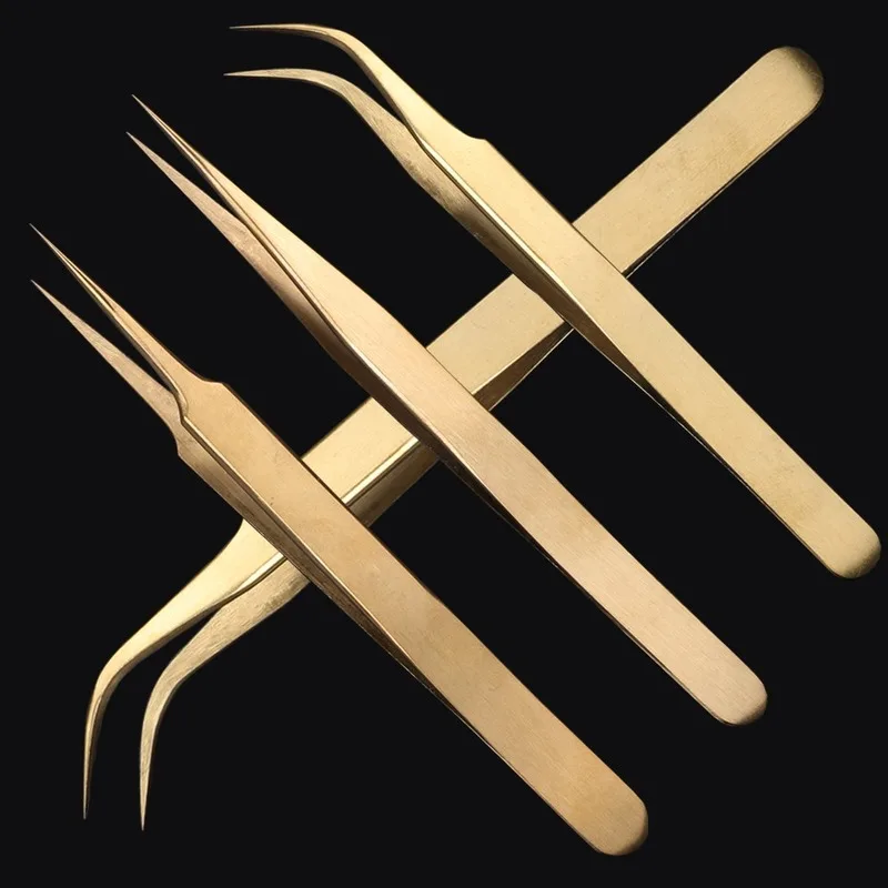 

4pcs Eyelash Tweezers Set Stainless Steel False Eyelashes Extension Pliers Picking Nails Stickers Beauty Too