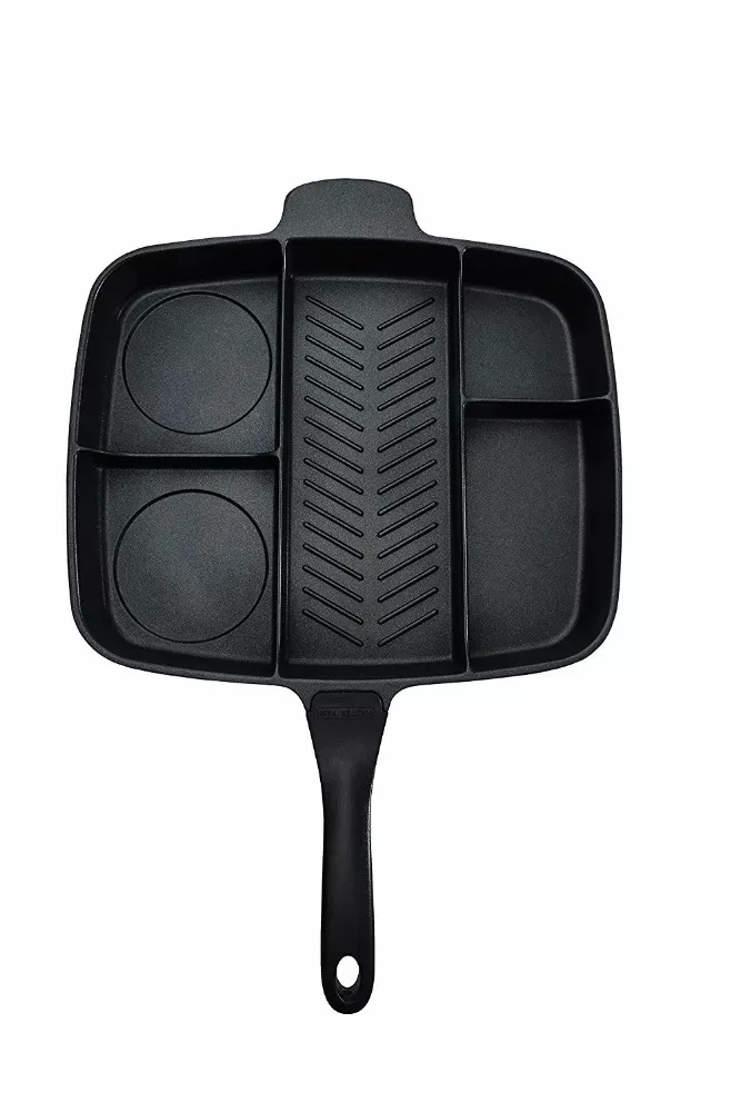 5 In One Non Stick Divided Grill/fry/oven Meal Skillet 15" Black Buy
