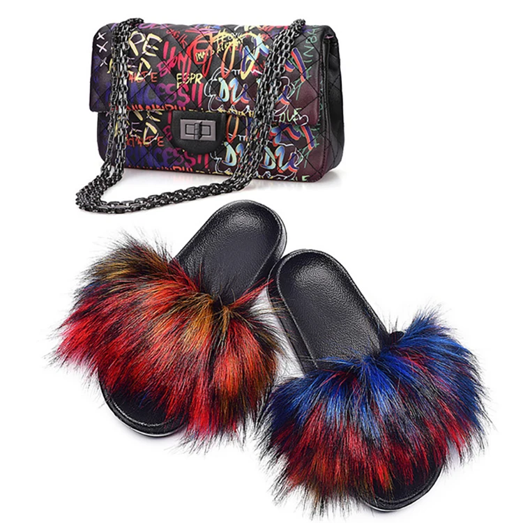

2021 Stylish Slippers And Matching Bag Lady Chain Bags Slippers And Shoes, Customized color
