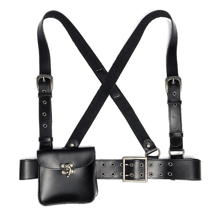 

Women's Steampunk Gothic Leather Waist Bag Pouch Belt Corset Costume With Adjustable Shoulder Straps, Customized