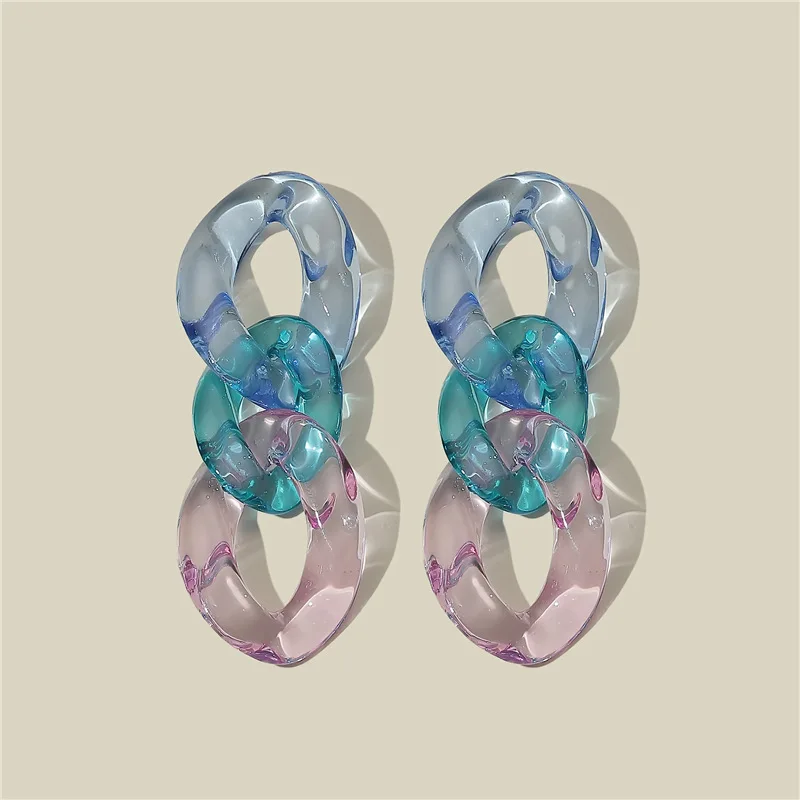 

Fashion New Arrival Jelly Color Knot Resin Earrings Transparent Colorful Link Chain Acrylic Earrings For Women, Picture