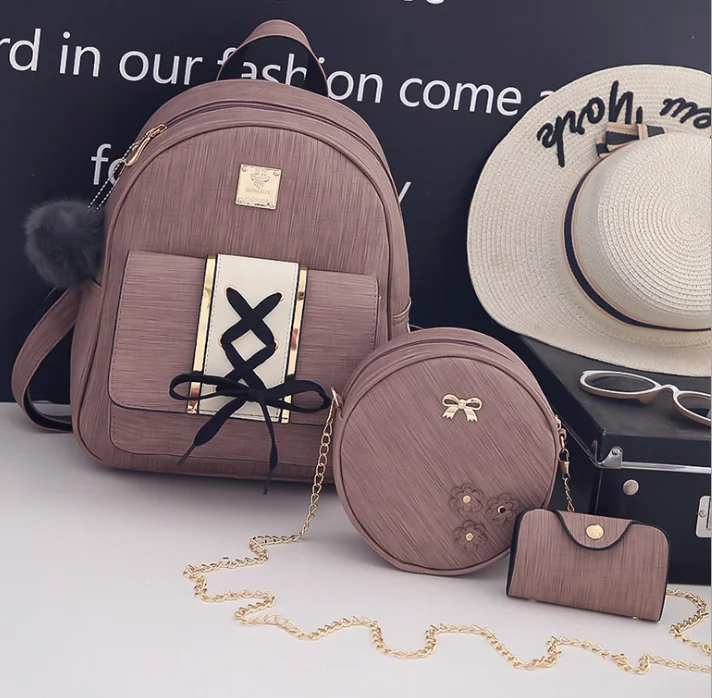 

purse 3 pieces school backpack bag women backpack set girls