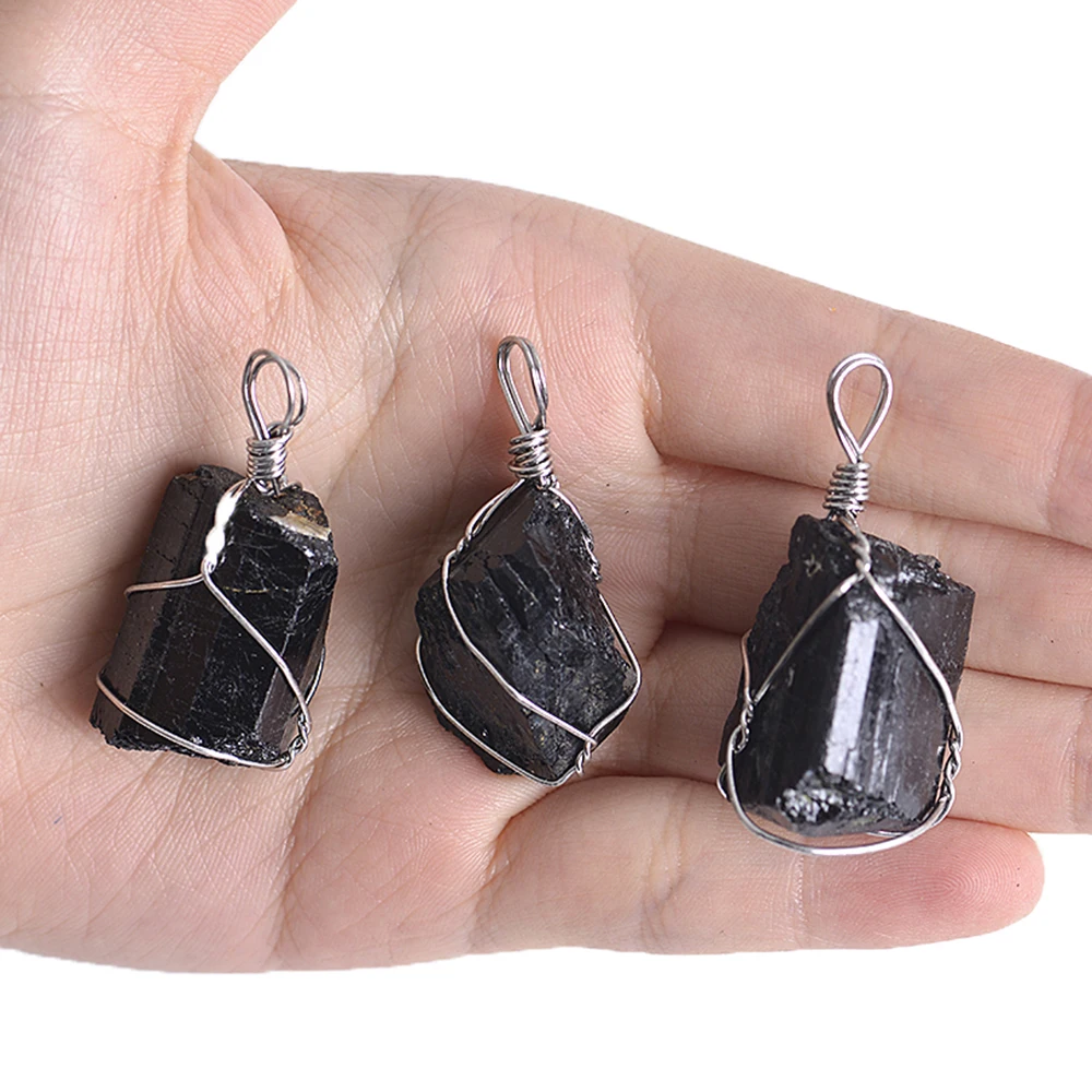 

Free Sample Natural Black Tourmaline Rough Nuggets Gemstone Pendants For Jewelry Making