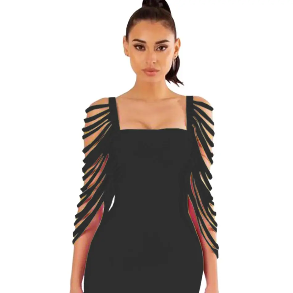 

New Trendy Women Clothing Solid Tight Strap Bat Sleeve White Bandage Evening Sexy Dress