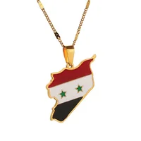 

Stainless Steel Syria Map Flag Pendant Necklaces Trendy Syrians Chain Jewelry