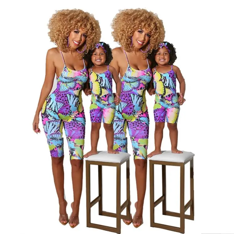 

stylish tie dye bodycon jumpsuit and romper mommy and me outfits parent-child clothing, Picture shown