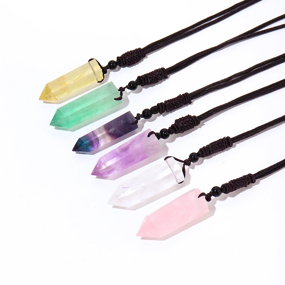 

Wholesale natural crystal pendant single point crystal necklace healing gemstone jewelry