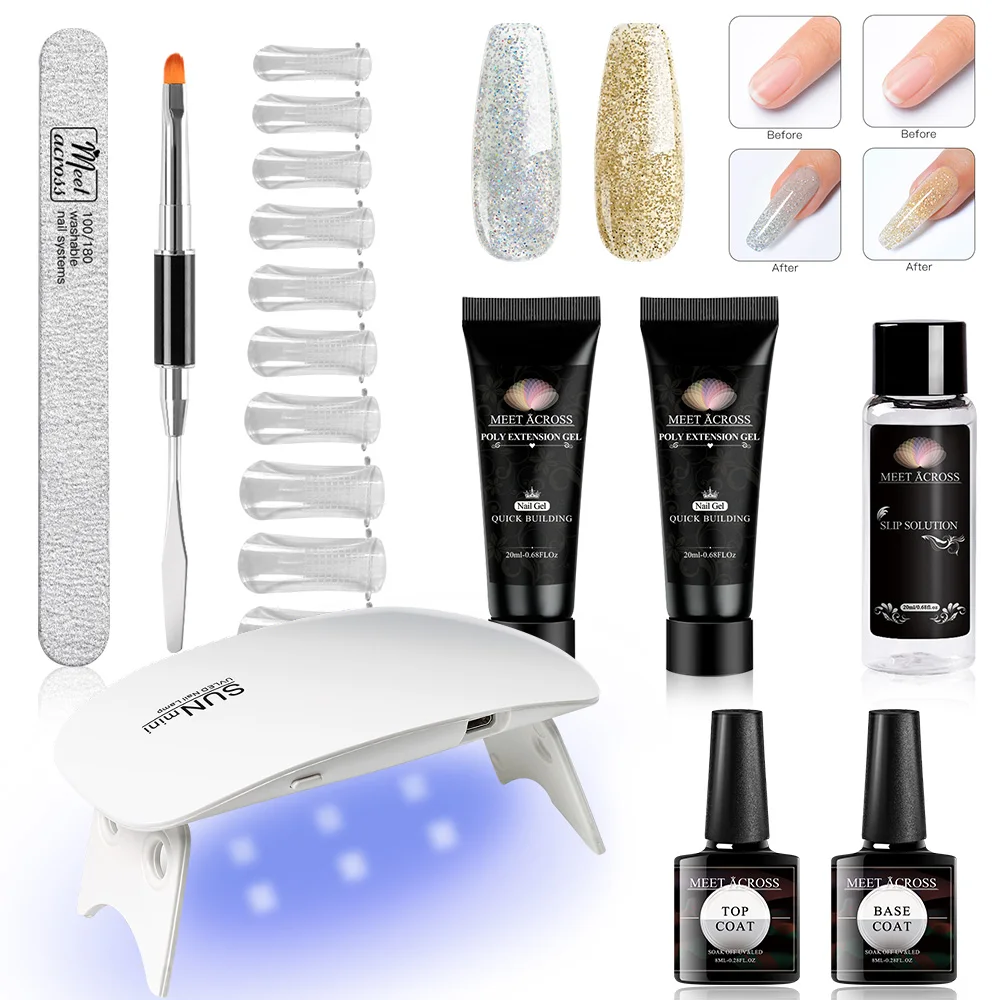

new product ideas 2020 private label poly gel builder nail kit Nail Extension Gel Set with light