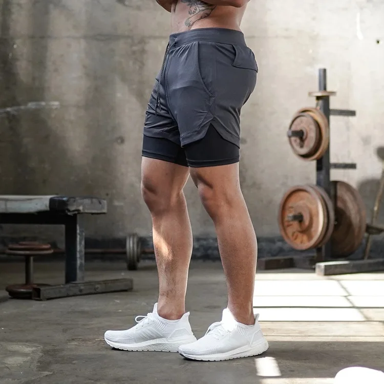 

Mens 3 In 1 Fitness Running Shorts Men Sports Shorts Camouflage Quick Drying Training Gym Sport Shorts Joggers Short Pants, As picture show