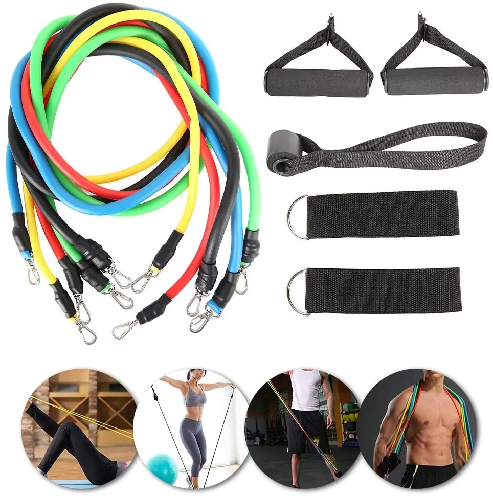 

Amazon Popular Natural Rubber Latex Tubes, Pull Rope Suit Hanging Resistance Multifunctional Fitness 11 Piece Set, Many different color
