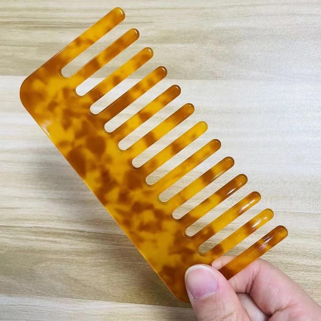 

Best sales unique tortoise color import cellulose acetate manufacture thick straight hair comb large wide tooth detanglig comb, Customized color