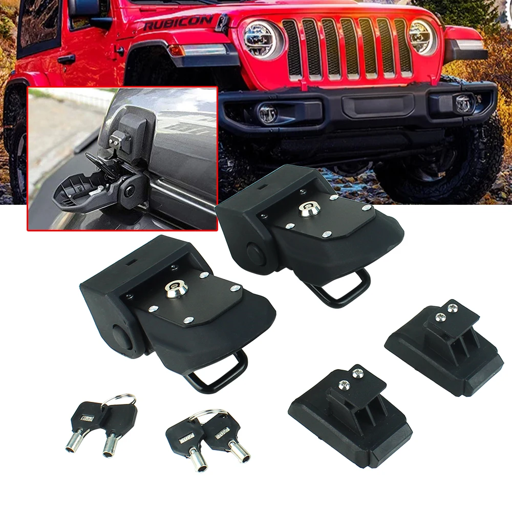 Kit for Jeep Wrangler JL 2018 2019 Car Accessories Universal Alloy Locking Hood Latch Catch Pins Lock