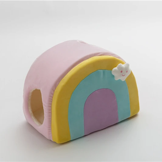 

2021 customized luxury removable washable pet house lucky Rainy bow colorful cute cat house indoor pet tent house pet toy