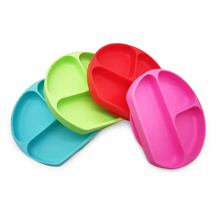 

Factory Wholesale BPA Free Silicone Suction Baby Plate,Non -Slip Divided Kids Placemats, Any pantone color is available