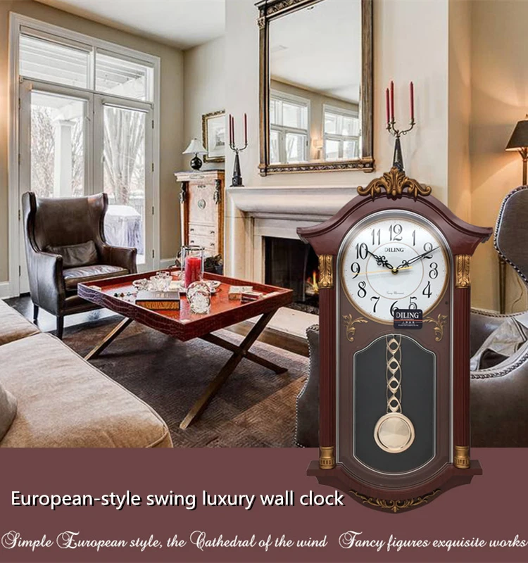 Diling Brand American Style Wall Clock Digital Face Grandfather Clocks