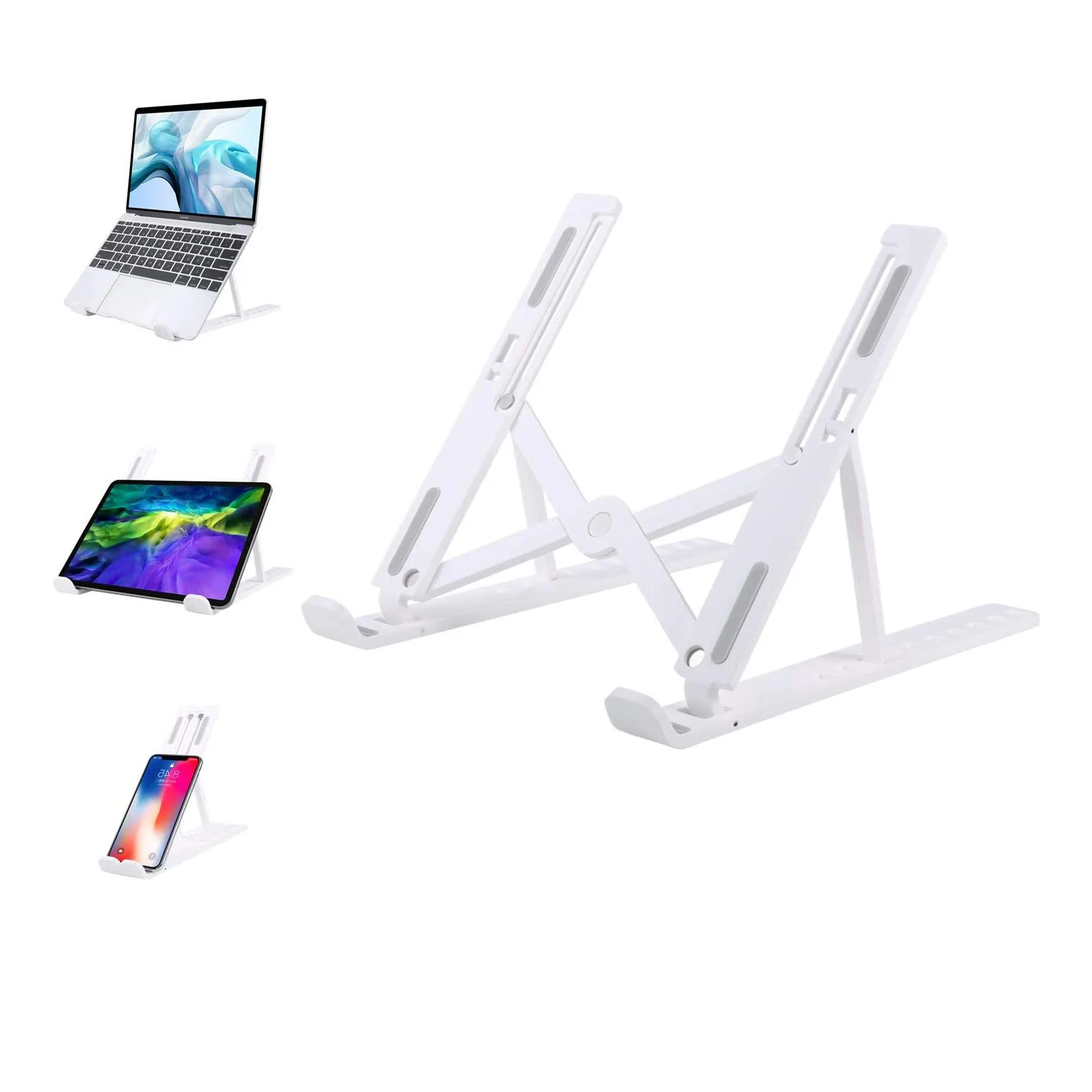 

Ergonomic Adjustable Folding Laptop Stand For Desk Desks & Home 10 Level Angel Height Adjustment Stand, White/black