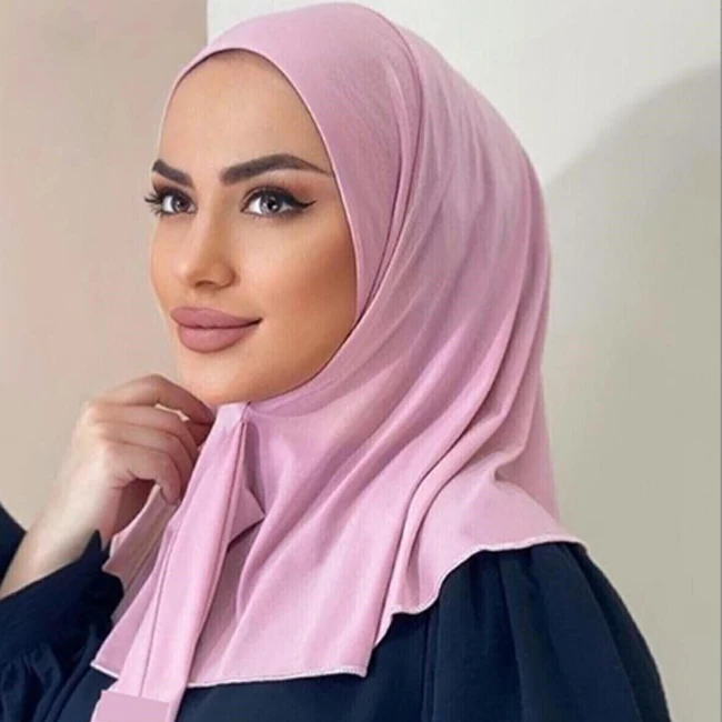 

NEW Muslim WomenTurkish Ready to Wear Hijab with Snap Fastener Muslim Headscarf Bonnet Jersey Modal HIjab Caps with Button turba