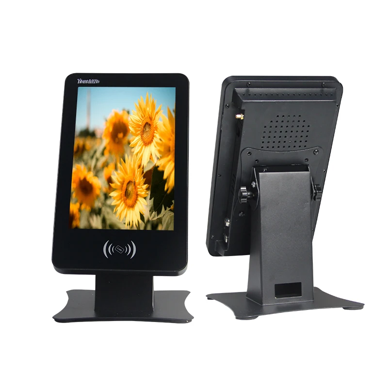 
Wall Mount Portrait Display 10.1 Inch Interactive Touch Kiosk Android With NFC/RFID card reader For Attendance 