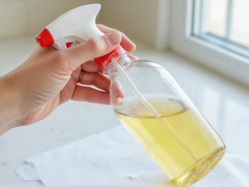 Homemade oil-based adhesive remover in spray bottle