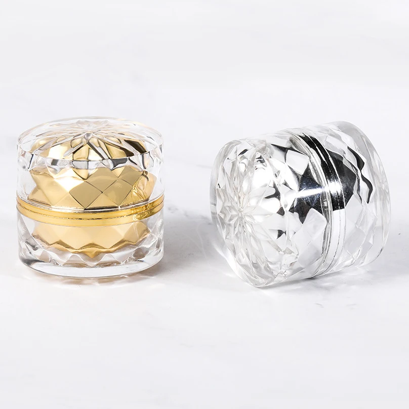 
Ready To Ship 5g luxury elegant shiny mini gold silver empty plastic lip balm jar eye cream jar for skin care ball lip balm cont 