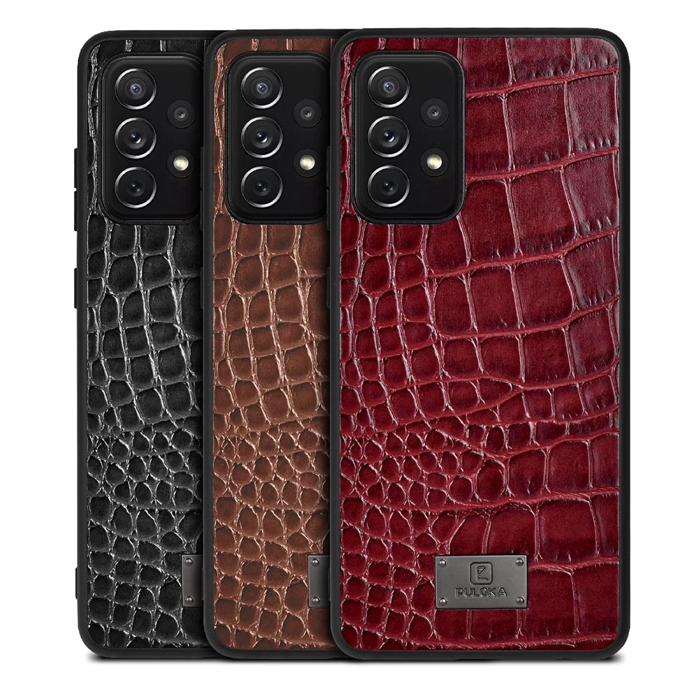 

PULOKA Luxury Custom Logo Embossed Croco Leather Mobile Back Cover Case Crocodile Phone Case for iPhone 12 Pro Max Crocodil Case