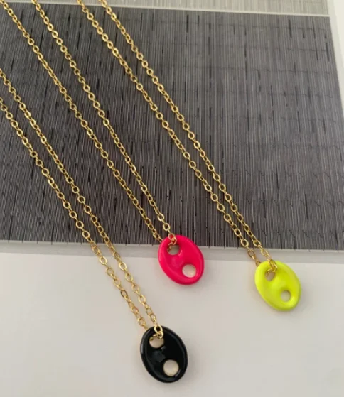 

Enamel Colorful Necklace Pig Nose shaped Link Chain Hiphop Gold Color Fashion Jewelry For Women Jewelry