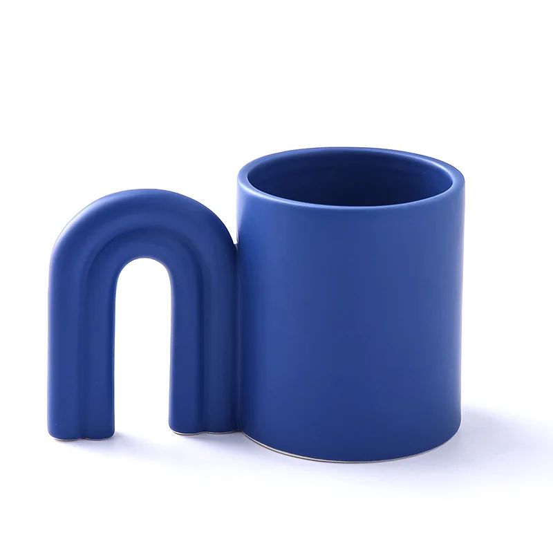 

UCHOME Korea ins mug hand pinch pattern dot ink ceramic milk cup creative doorknob Mug, Many colors can be choosed