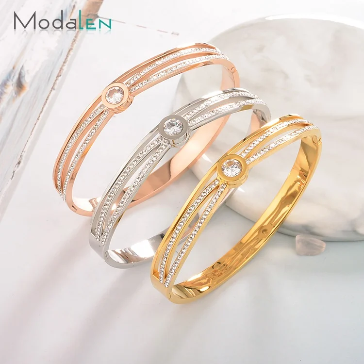 

Modalen Minimalist Stainless Steel High Quality Gemstone Bangle Fashion Jewelry China