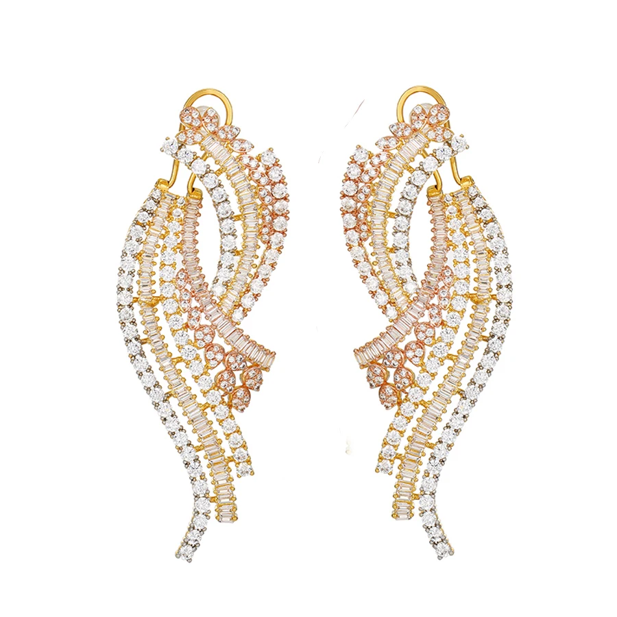

1299 xuping gold plated Feather shaped earring hot luxury jewelry cuff earring
