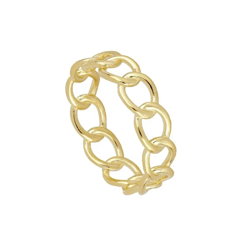 

INS trendy light luxury S925 silver gold plated fine chain closed ring for gift party, Gold/white