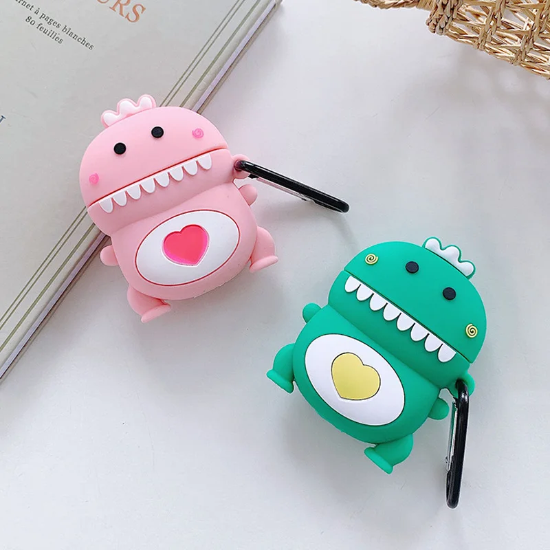 

3D Soft Silicone Cartoon Cute Dinosaur Earphone Cover Custom Protective Case Cover Coqu for Airpods 1 2 for Airpods Pro