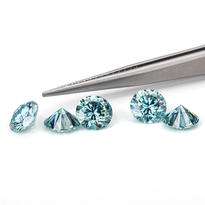 

Best sale 0.8-3mm Moissanite Diamond VVS1 Wholesale Price Round shape Blue color mossanite per Carat loose gemstone, D e f g h i j