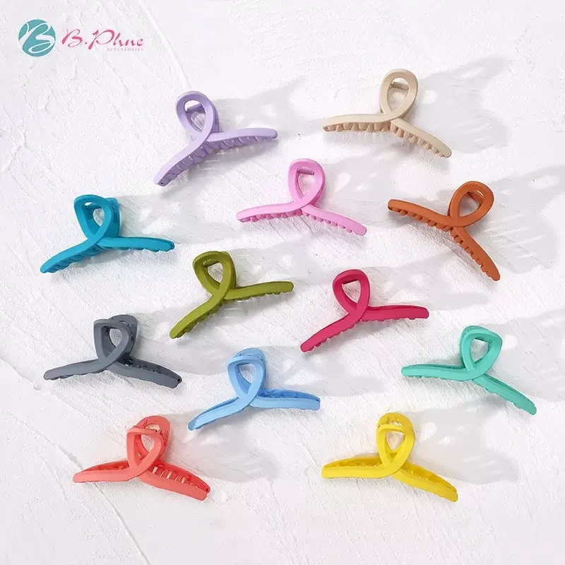 

B.PHNE Fashion Hair Accessories Women Unbreakable Simple Claw Clip Colored Matte Frosted Plastic Hair Claws