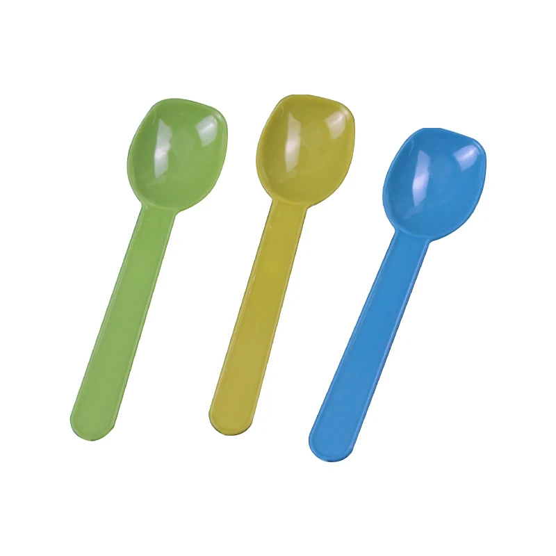 

Customized color and logo printing Wrapped Cutlery Tasting scoop disposable plastic Ice Cream Spoon
