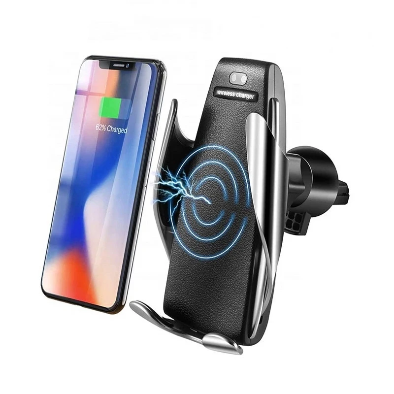 

Wireless Car Charger Mount Infrared Sensor QI Induction Charging Phone Stand Holder For IPhone For Samsung, Black