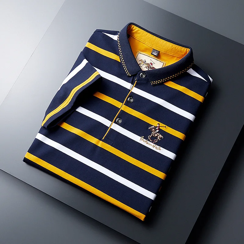 

C1 2021 solid color polo shirt custom logo soft golf polo shirt man t Striped Polo Shirt For Men, Picture shows