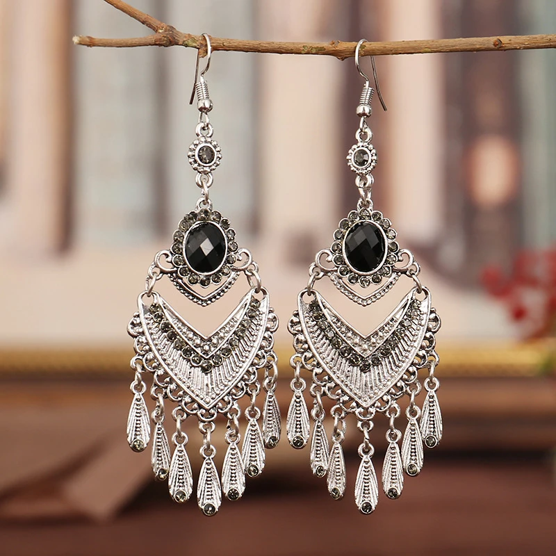 

New Arrival Chinese Traditional Nation Style Metal Earrings Antiquity Long Retro Temperament Earrings Women