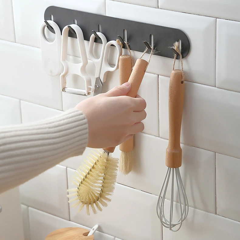 

DYS43 Kitchen Creative Hook Bathroom Kitchen Sticky Hooks Metal Sticky Hook Behind Wall Hanging Door Rack, White