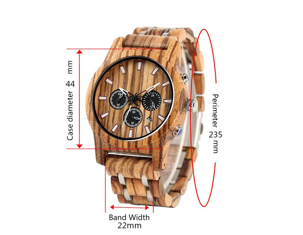 

small three needle chronology couple wooden watch with Japanese quartz